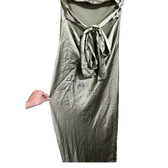 We Wore What Revolve Strapless Silky Maxi Dress Sage Green NWT Size 8 - Picture 5 of 6